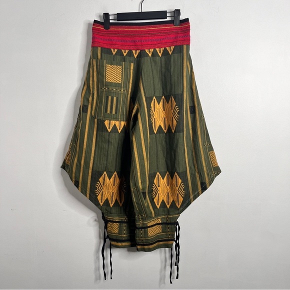 Other - Harem Pants Mixed Print Size Small Olive Green Pull On Boho Hippie Travel
